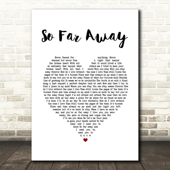 Avenged Sevenfold So Far Away White Heart Song Lyric Print