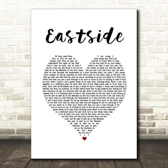 benny blanco, Halsey & Khalid Eastside White Heart Song Lyric Print