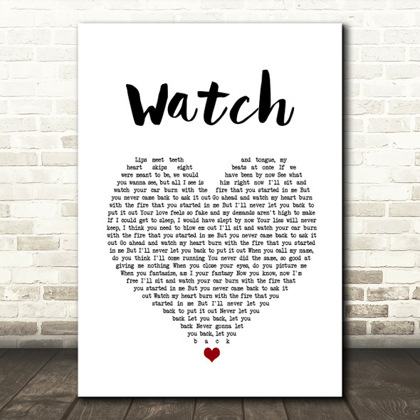 Billie Eilish Watch White Heart Song Lyric Print