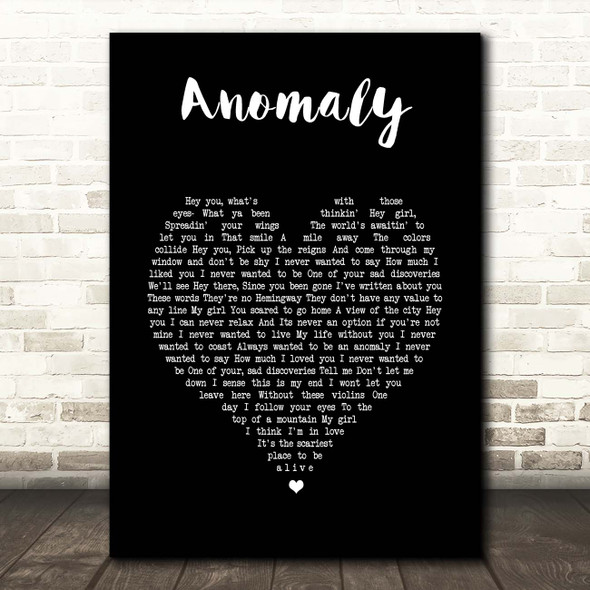 Angels & Airwaves Anomaly Black Heart Song Lyric Print