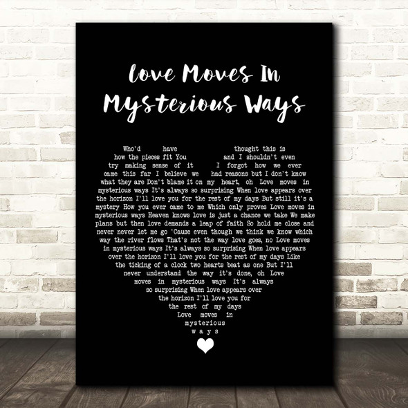 Julia Fordham Love Moves In Mysterious Ways Black Heart Song Lyric Print