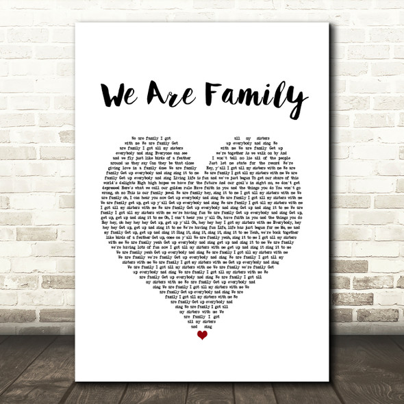 Sister Sledge We Are Family White Heart Song Lyric Print