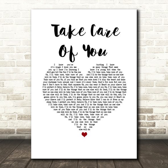 Ella Henderson Take Care Of You White Heart Song Lyric Music Art Print