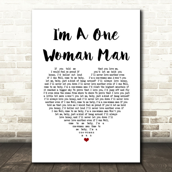 George Jones I'm A One Woman Man White Heart Song Lyric Music Art Print