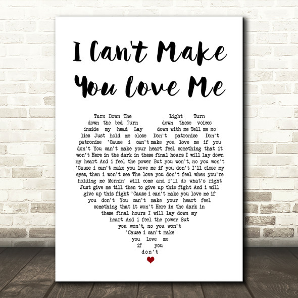 George Michael I Can't Make You Love Me White Heart Song Lyric Music Art Print