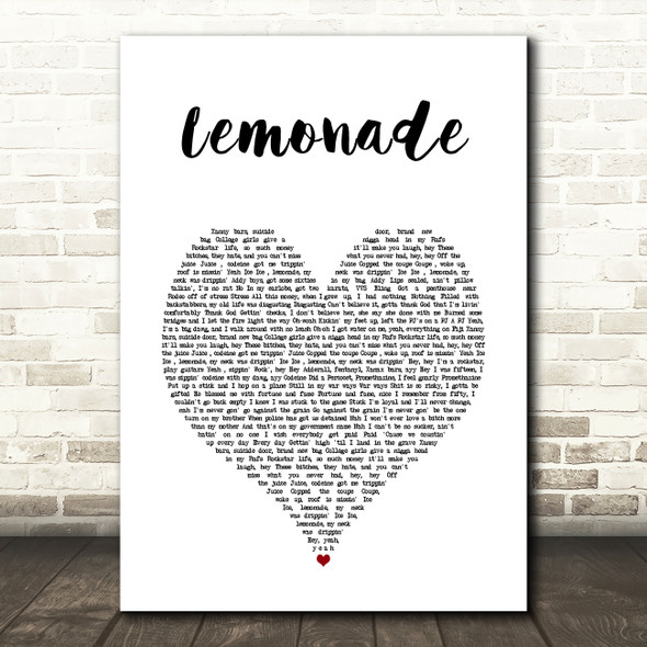 Internet Money Lemonade White Heart Song Lyric Music Art Print