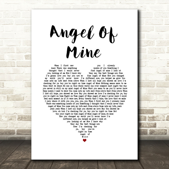 Monica Angel Of Mine White Heart Song Lyric Music Art Print