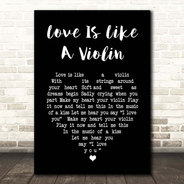 Ken Dodd Love Is Like A Violin Black Heart Song Lyric Print