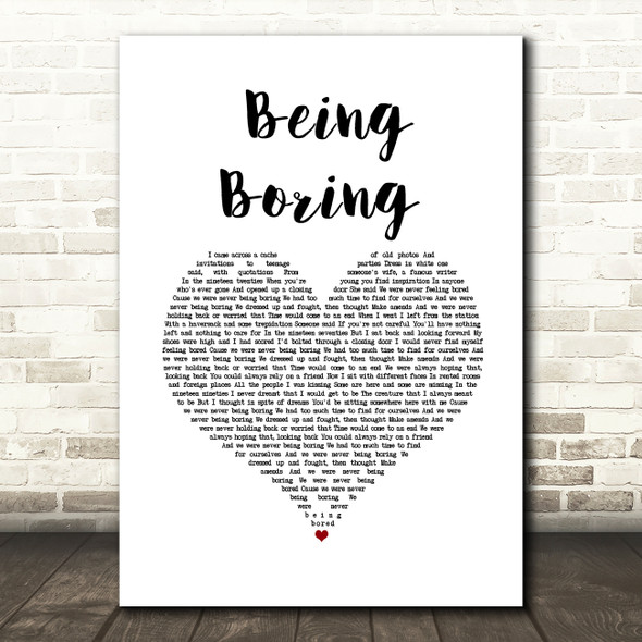 Pet Shop Boys Being Boring White Heart Song Lyric Music Art Print