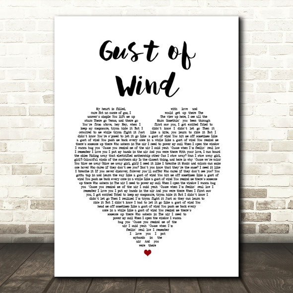 Pharrell Williams Gust of Wind White Heart Song Lyric Music Art Print