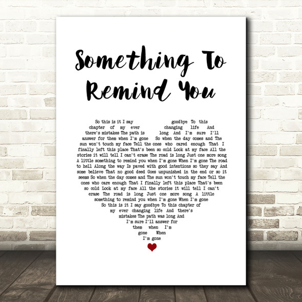 Staind Something To Remind You White Heart Song Lyric Music Art Print