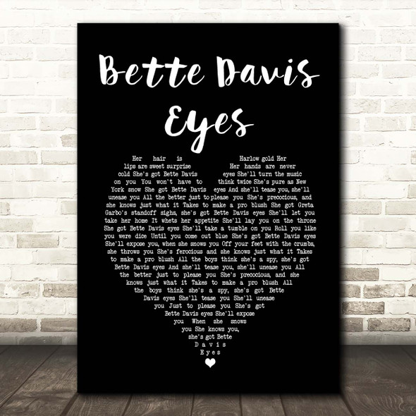 Kim Carnes Bette Davis Eyes Black Heart Song Lyric Print