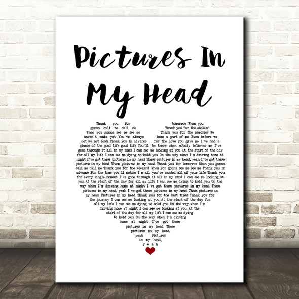 Westlife Pictures In My Head White Heart Song Lyric Music Art Print