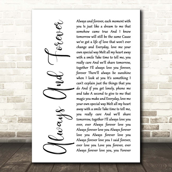 Heatwave Always And Forever White Script Song Lyric Print