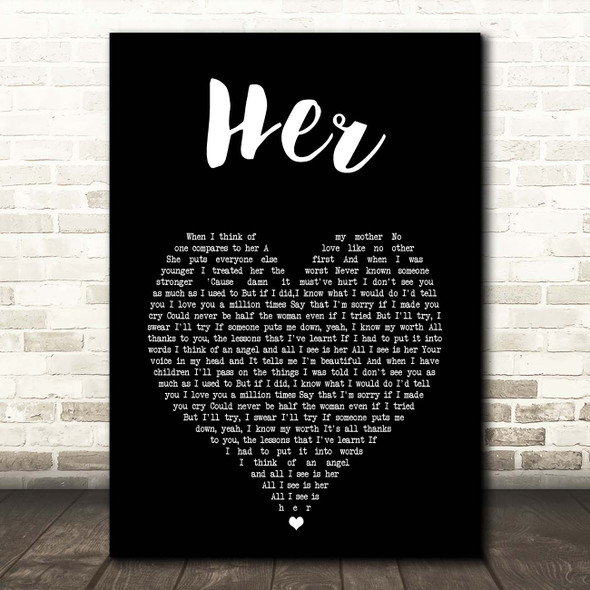 Anne-Marie Her Black Heart Song Lyric Print