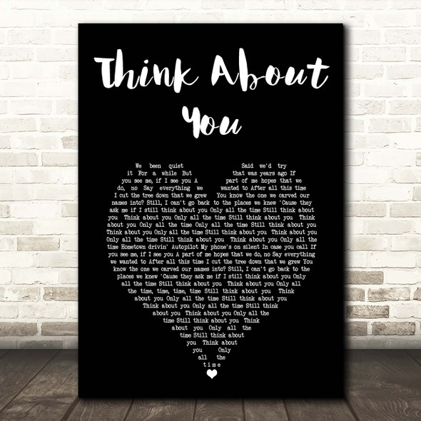 Kygo Think About You Black Heart Song Lyric Print