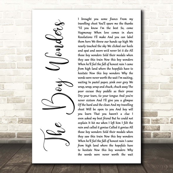 Aztec Camera The Boy Wonders White Script Song Lyric Print