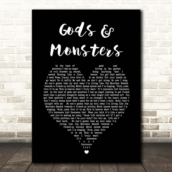 Lana Del Rey Gods & Monsters Black Heart Song Lyric Print