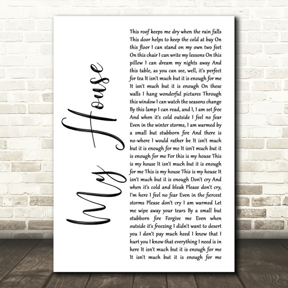 Matilda The Musical My House White Script Song Lyric Wall Art Print