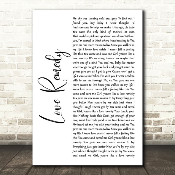 Roachford Love Remedy White Script Song Lyric Wall Art Print