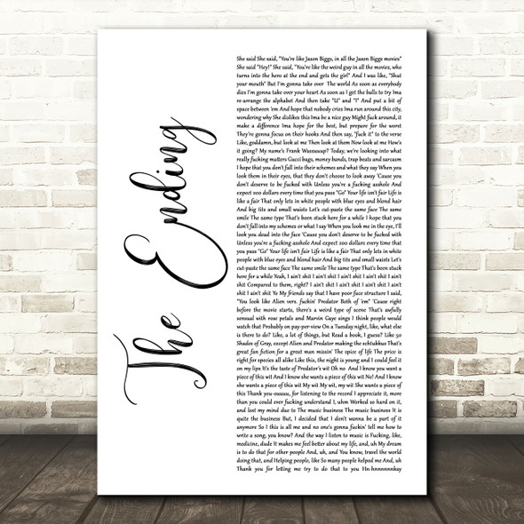 Hobo Johnson The Ending White Script Song Lyric Wall Art Print