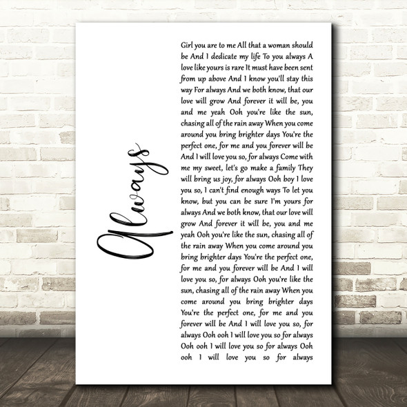 Atlantic Starr Always White Script Song Lyric Quote Print