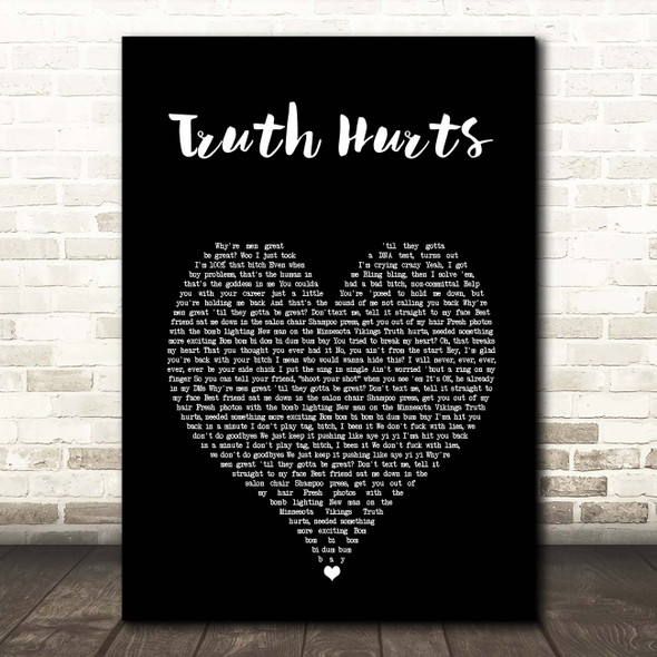 Lizzo Truth Hurts Black Heart Song Lyric Print
