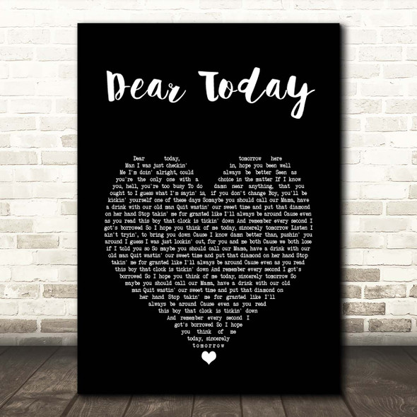 Luke Combs Dear Today Black Heart Song Lyric Print