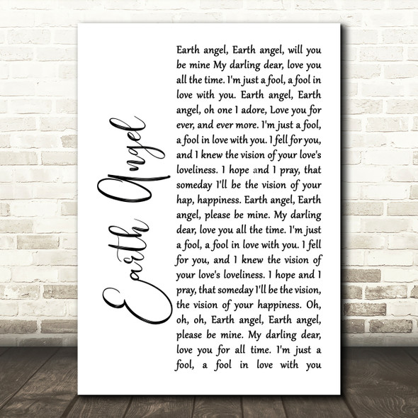 Marvin Berry & The Starlighters Earth Angel White Script Song Lyric Print