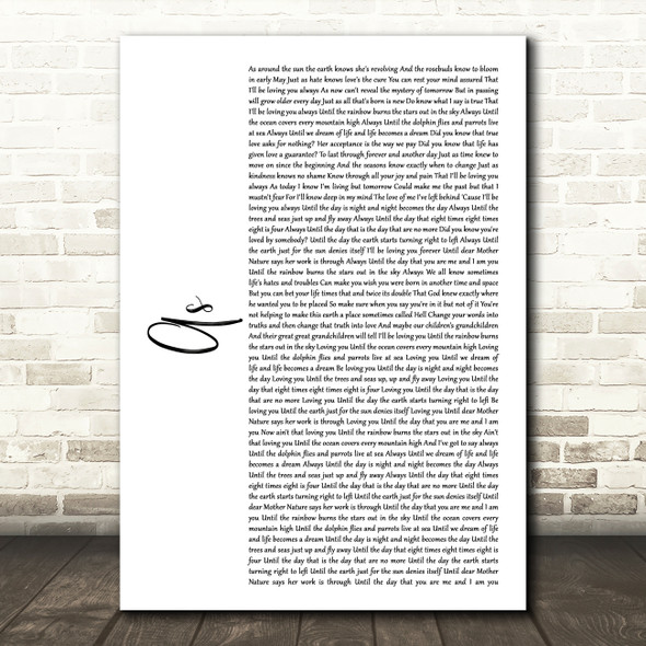 Stevie Wonder As White Script Song Lyric Print