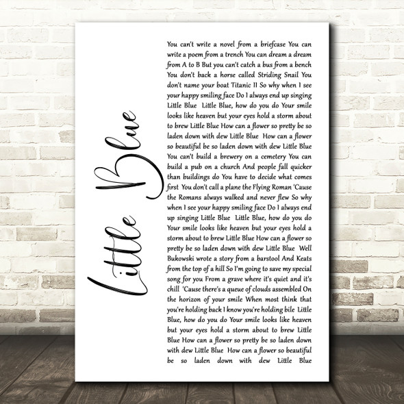 The Beautiful South Little Blue White Script Song Lyric Print