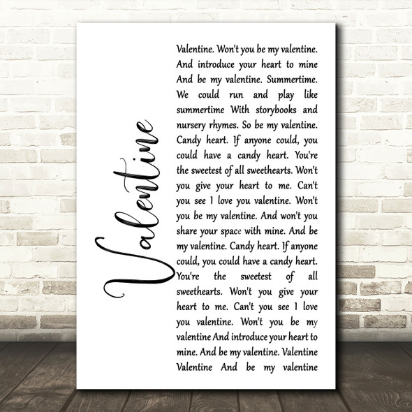 The Beautiful South Valentine White Script Song Lyric Print
