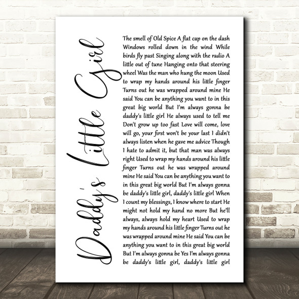 The Shires Daddy's Little Girl White Script Song Lyric Print