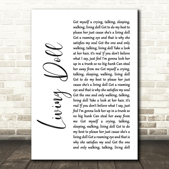 Cliff Richard and The Drifters Living Doll White Script Song Lyric Print