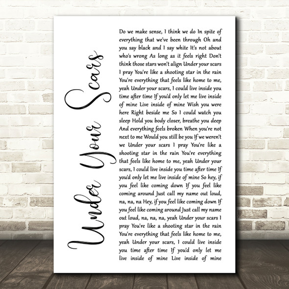 Godsmack Under Your Scars White Script Song Lyric Print