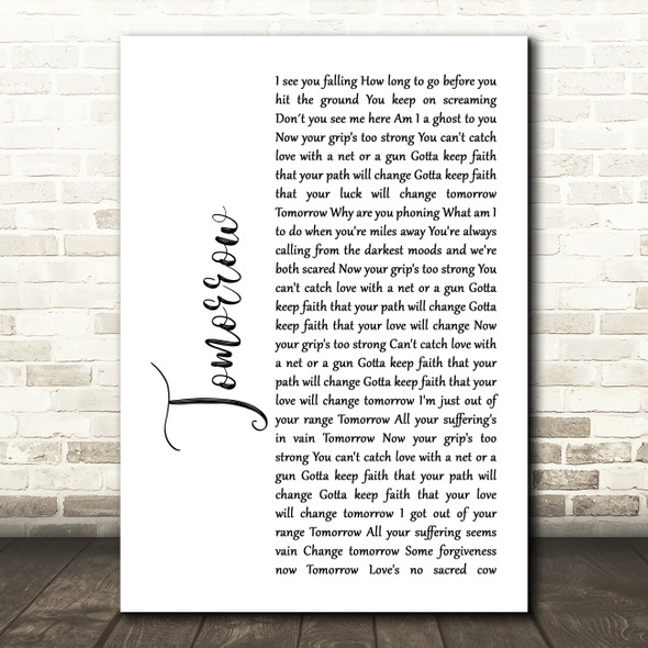 James Tomorrow White Script Song Lyric Print