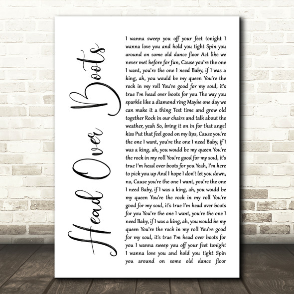 Jon Pardi Head Over Boots White Script Song Lyric Print