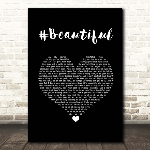 Mariah Carey feat. Miguel #Beautiful Black Heart Song Lyric Print