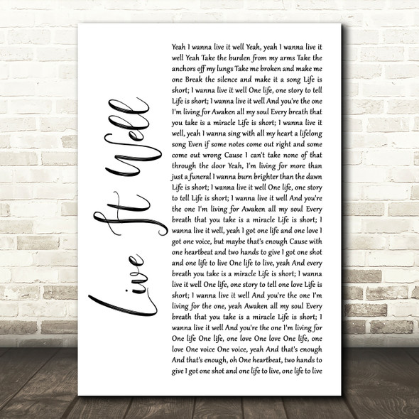 Switchfoot Live It Well White Script Song Lyric Quote Music Print