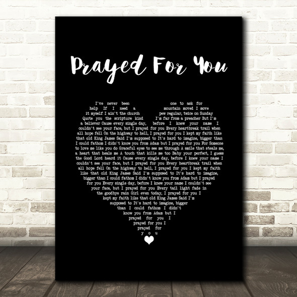 Matt Stell Prayed For You Black Heart Song Lyric Print
