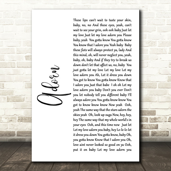 Miguel Adorn White Script Song Lyric Quote Print