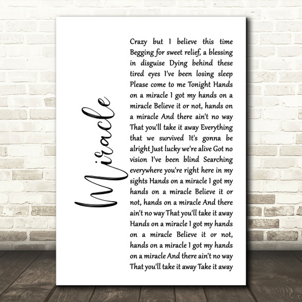 Foo Fighters Miracle White Script Song Lyric Quote Print