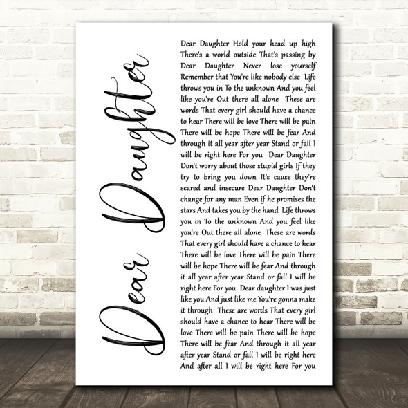 Halestorm Dear Daughter White Script Song Lyric Quote Print