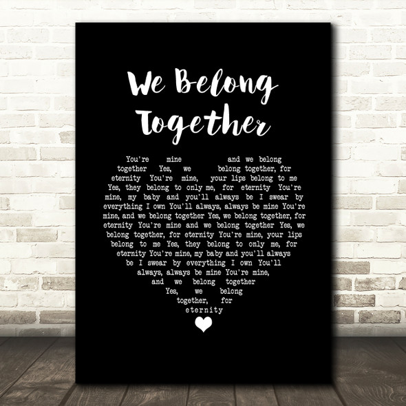 Ritchie Valens We Belong Together Black Heart Song Lyric Wall Art Print