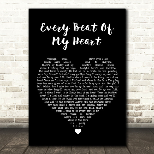 Rod Stewart Every Beat Of My Heart Black Heart Song Lyric Wall Art Print