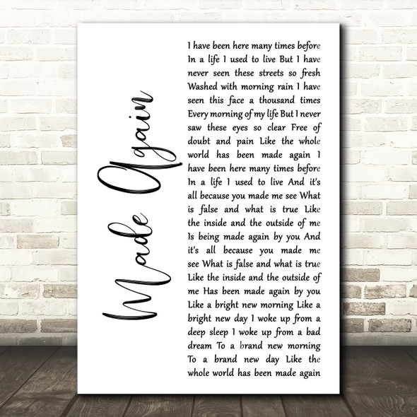 Marillion Made Again White Script Song Lyric Music Art Print