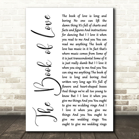 Peter Gabriel The Book of Love White Script Song Lyric Music Art Print