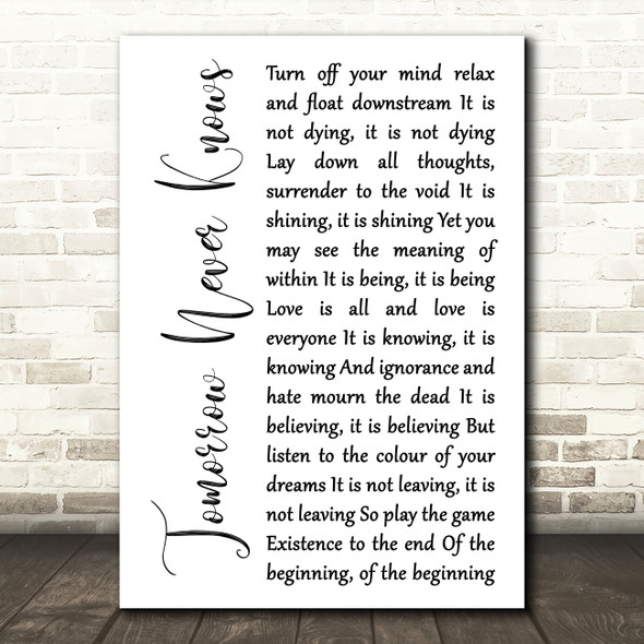 The Beatles Tomorrow Never Knows White Script Song Lyric Music Art Print