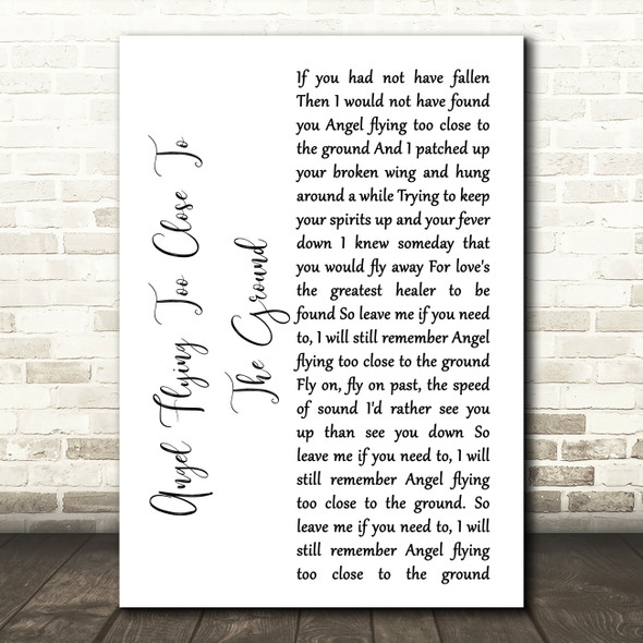 Willie Nelson Angel Flying Too Close To The Ground White Script Song Lyric Music Art Print