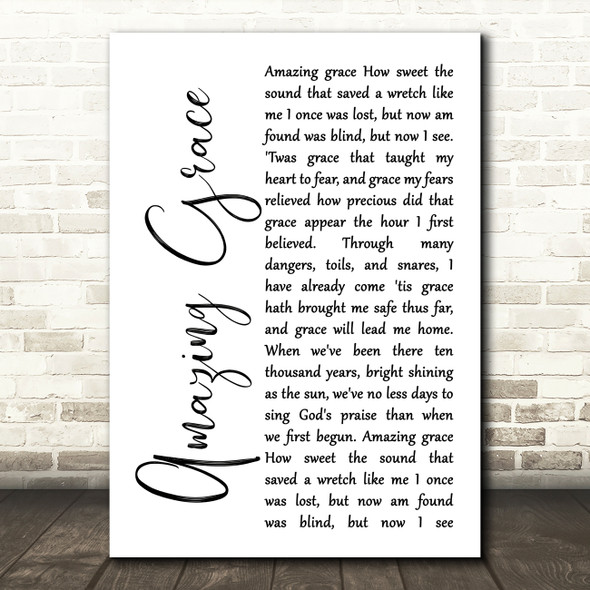 Alan Jackson Amazing Grace White Script Song Lyric Music Art Print